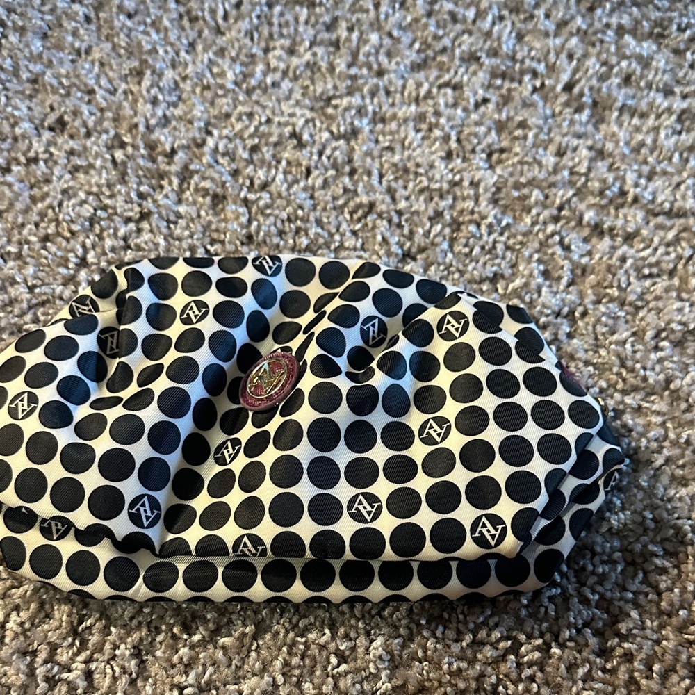 Ava & Viv Black and White Polka Dot Cosmetic Bag
